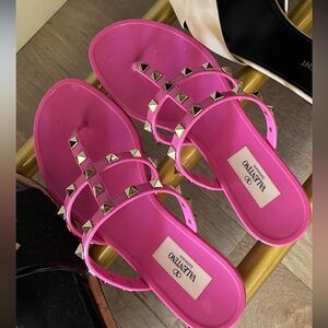 Valentino Vibrant Pink Studded Sandals